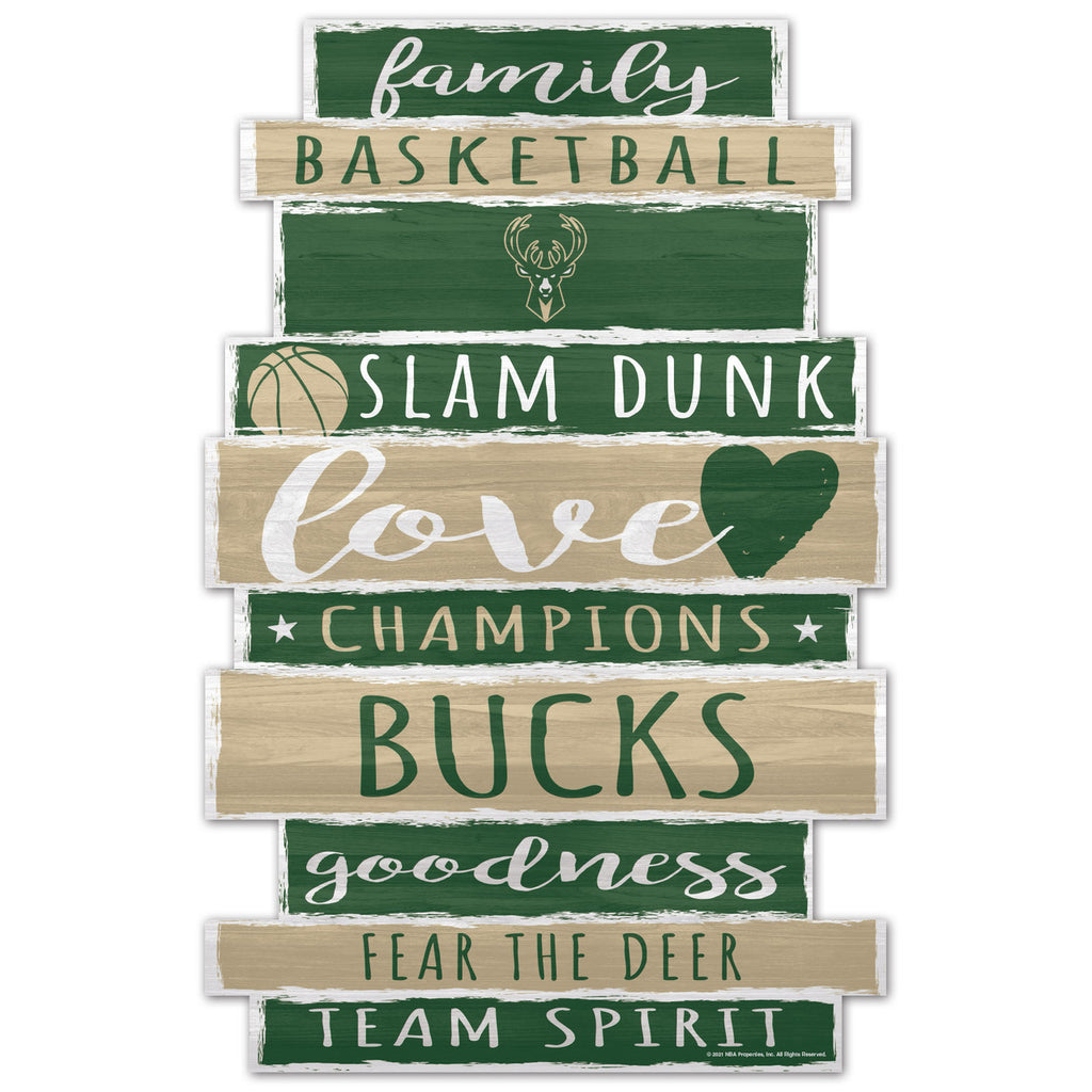 Milwaukee Bucks Sign 11x17 Wood Family Word