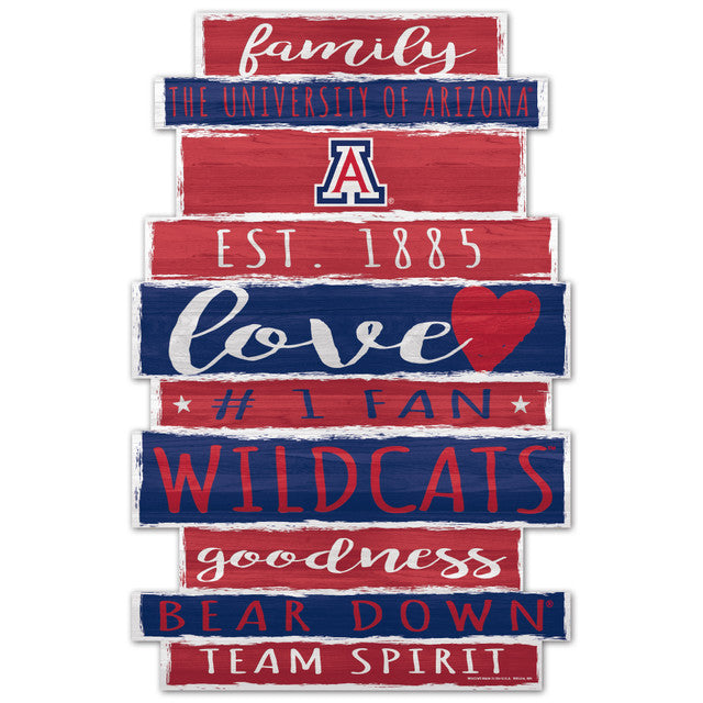 Arizona Wildcats Sign 11x17 Wood Family Word Design
