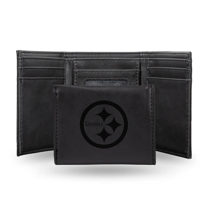 Pittsburgh Steelers Wallet Trifold Laser Engraved Black - Special Order