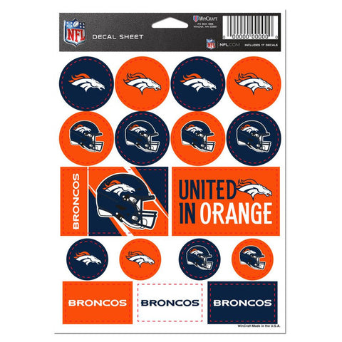 Denver Broncos Decal Sheet 5x7 Vinyl