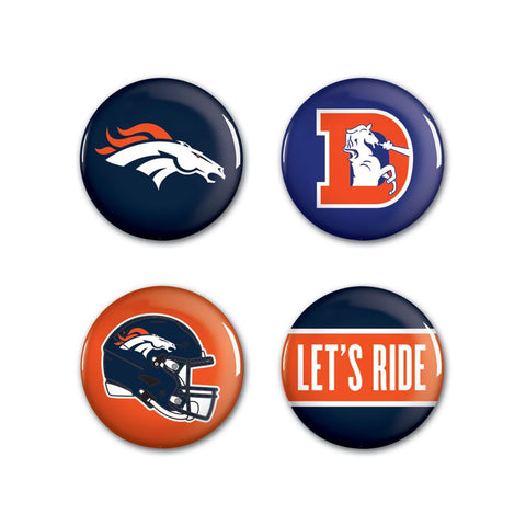 Denver Broncos Buttons 4 Pack