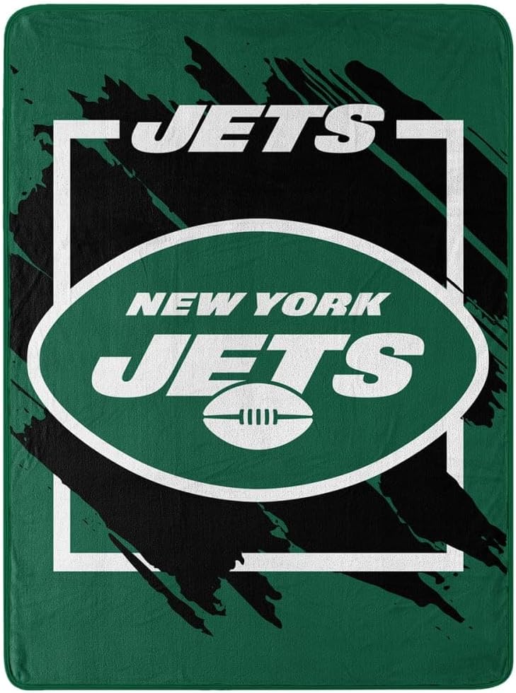 New York Jets Blanket 46x60 Micro Raschel Dimensional Design Rolled