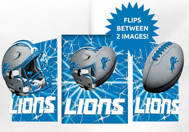 Detroit Lions 3D Art Print 12x16 Lightning Flip