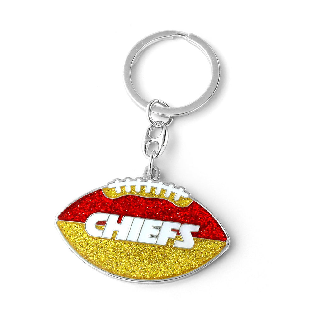 Kansas City Chiefs Keychain Football Glitter
