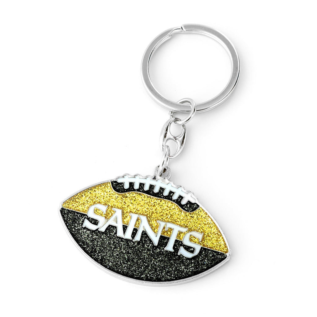 New Orleans Saints Keychain Football Glitter