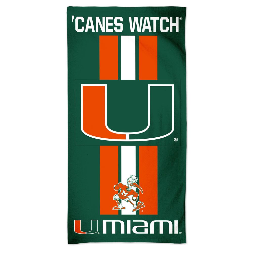 Miami Hurricanes Towel 30x60 Beach Style - Special Order