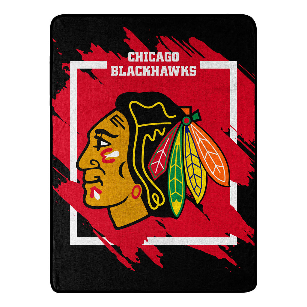 Chicago Blackhawks Blanket 46x60 Micro Raschel Dimensional Design Rolled