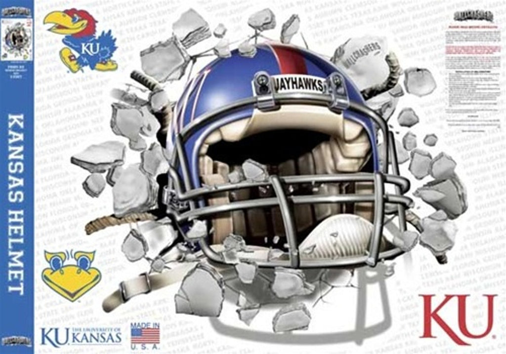 Kansas Jayhawks Decal Wallcrasher Smash Helmet 16 Inch
