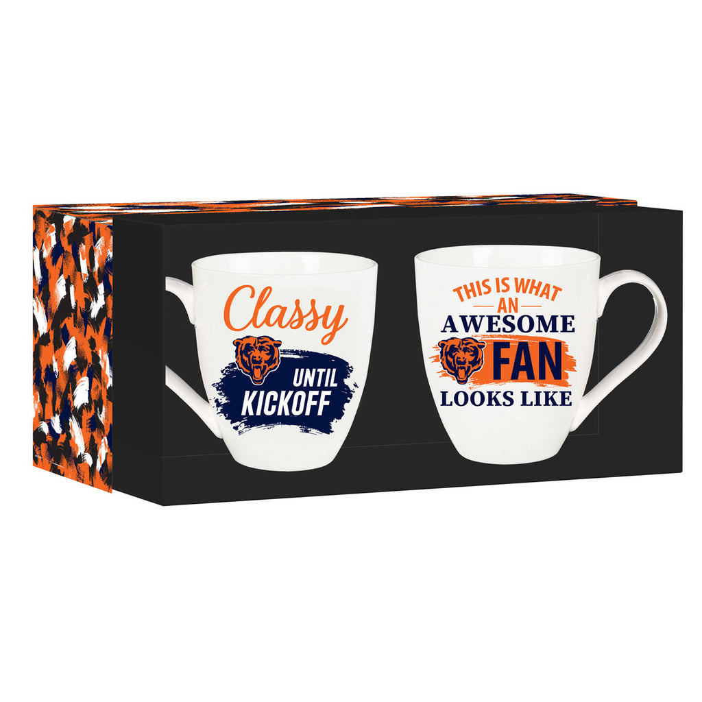 Chicago Bears Coffee Mug 17oz Ceramic 2 Piece Set with Gift Box