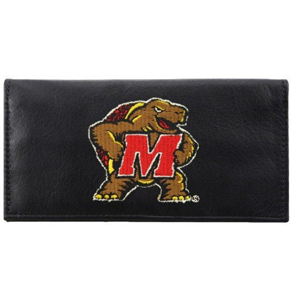 Maryland Terrapins Checkbook Cover Embroidered Leather CO