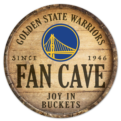 Golden State Warriors Sign Wood 14 Inch Round Barrel Top Design - Special Order