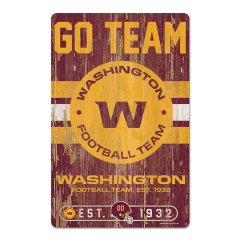 Washington Football Team Sign 11x17 Wood Slogan Design