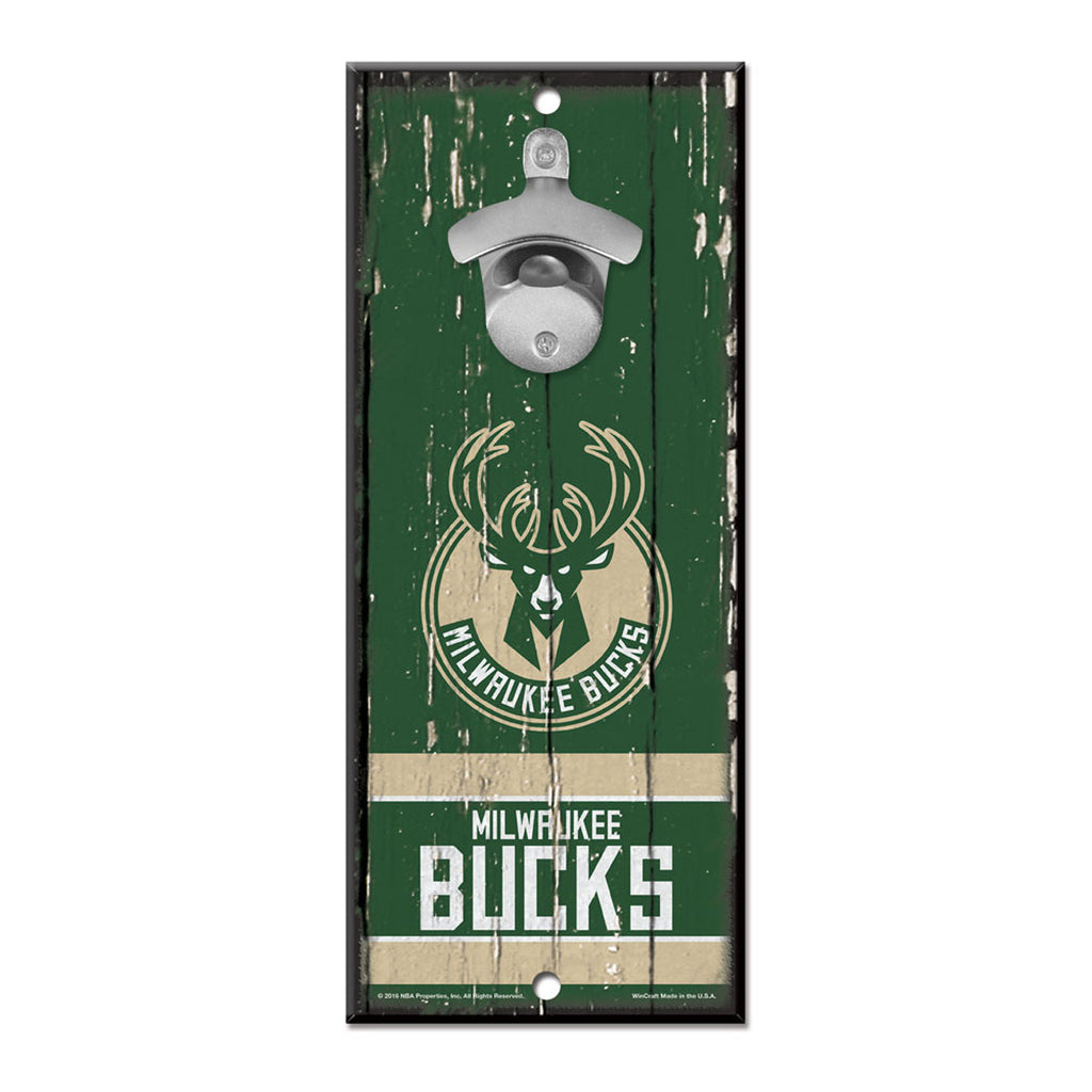 Milwaukee Bucks Sign Wood 5x11 Bottle Opener