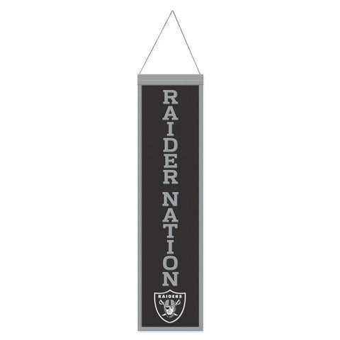 Las Vegas Raiders Banner Wool 8x32 Heritage Slogan Design - Special Order