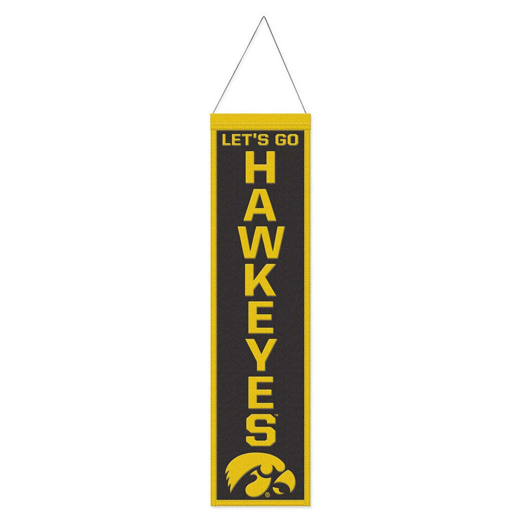 Iowa Hawkeyes Banner Wool 8x32 Heritage Slogan Design - Special Order