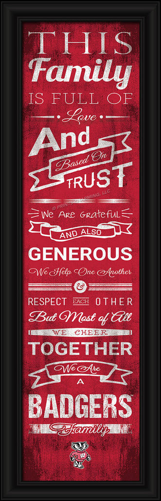 Wisconsin Badgers Family Cheer Print 8"x24"