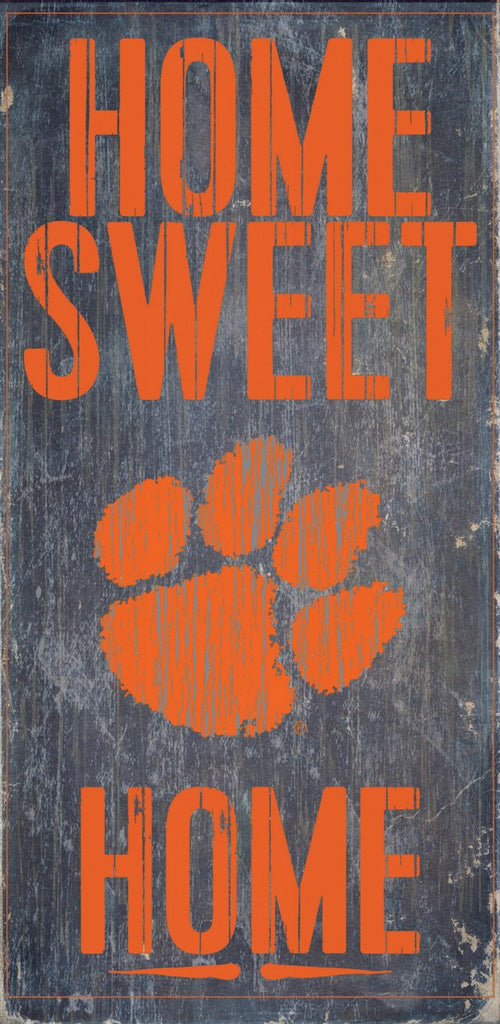Clemson Tigers Wood Sign - Home Sweet Home 6"x12"