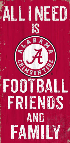 Alabama Crimson Tide Sign Wood 6x12 Football Friends and Family Design Color - Special Order