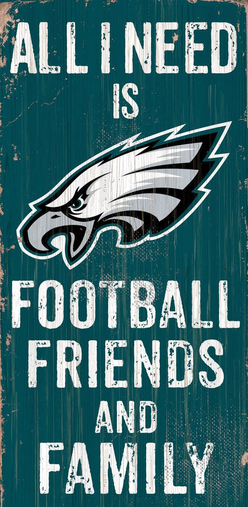 Philadelphia Eagles Sign Wood 6x12 Football Friends and Family Design Color - Special Order