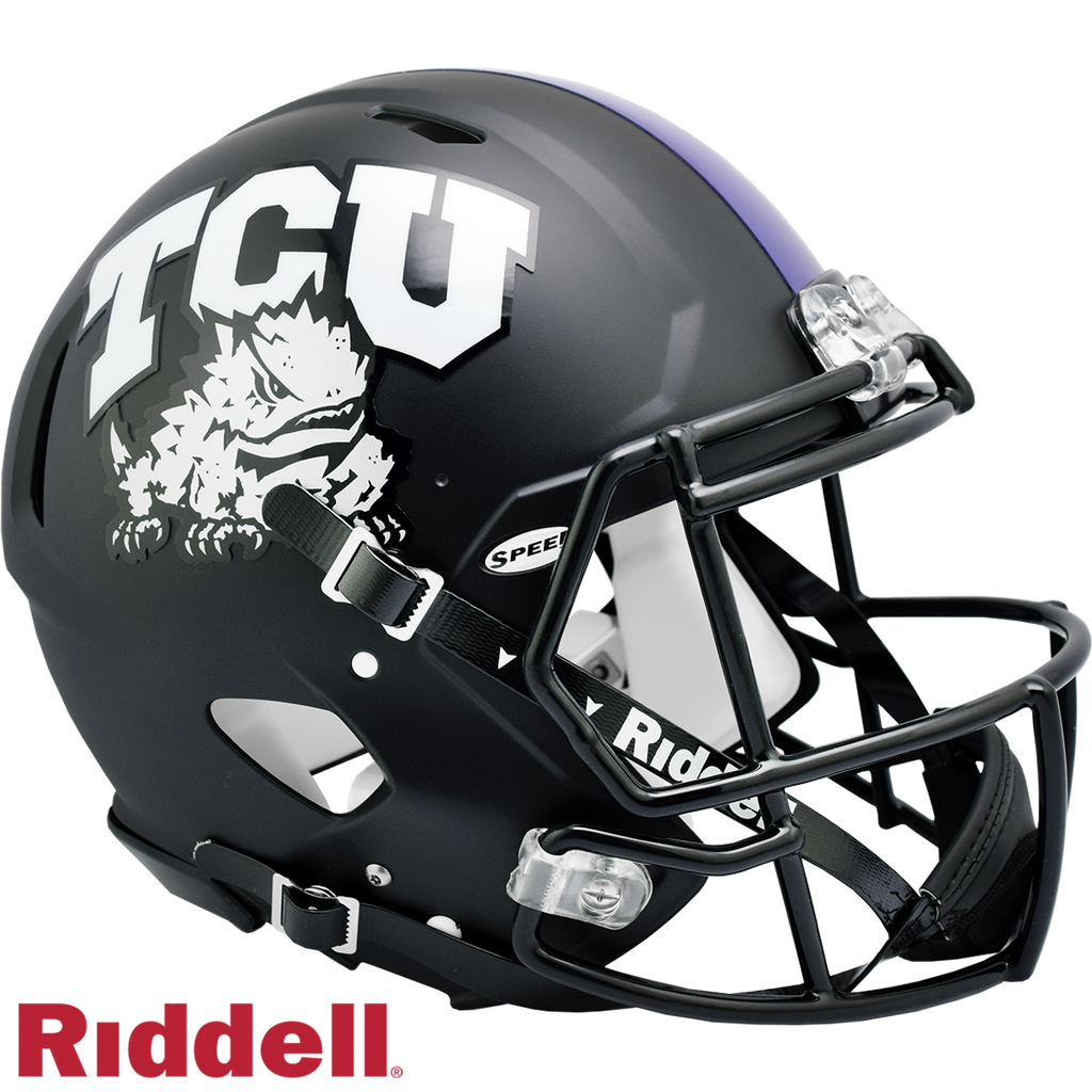 TCU Horned Frogs Helmet Riddell Authentic Full Size Speed Style Matte Black - Special Order