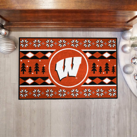 Wisconsin Badgers Holiday Sweater Starter Mat Accent Rug - 19in. x 30in.