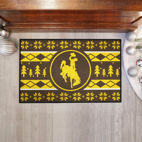 Wyoming Cowboys Holiday Sweater Starter Mat Accent Rug - 19in. x 30in.