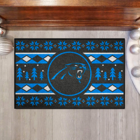 Carolina Panthers Holiday Sweater Starter Mat Accent Rug - 19in. x 30in.