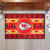 Kansas City Chiefs Holiday Sweater Starter Mat Accent Rug - 19in. x 30in.