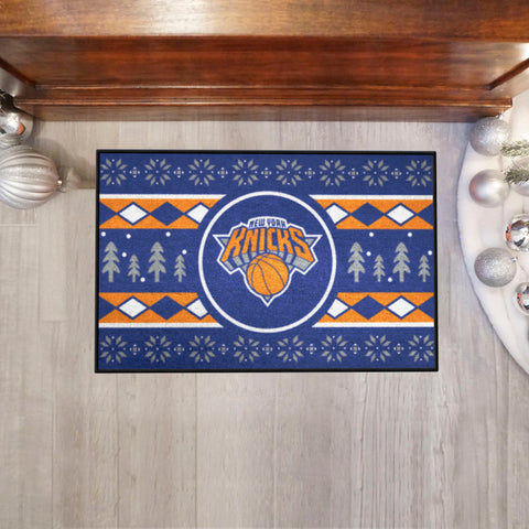 New York Knicks Holiday Sweater Starter Mat Accent Rug - 19in. x 30in.