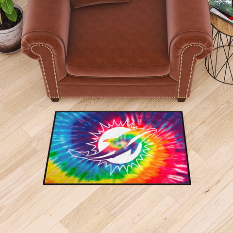 Miami Dolphins Tie Dye Starter Mat Accent Rug - 19in. x 30in.