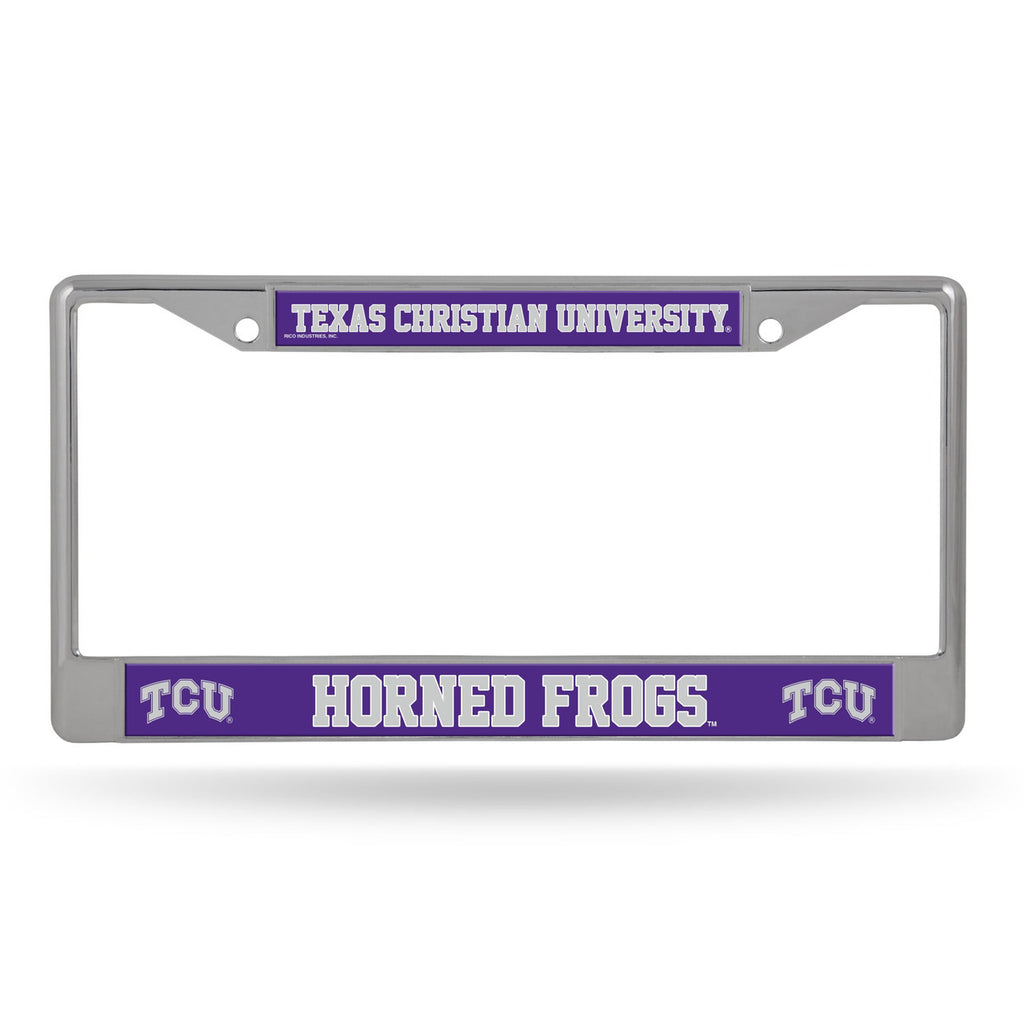 TCU Horned Frogs License Plate Frame Chrome Printed Insert Special Order