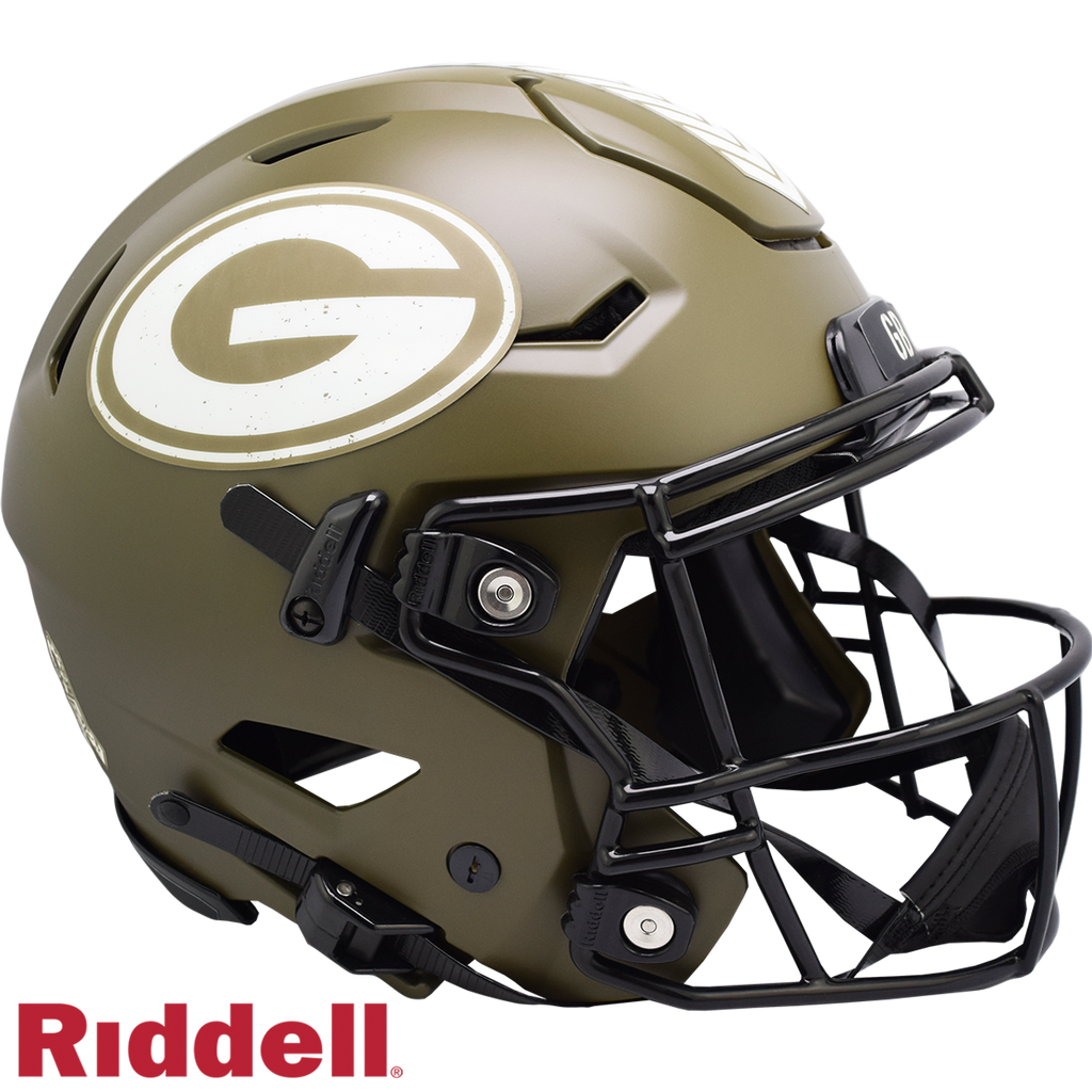 Green Bay Packers Helmet Riddell Authentic Full Size SpeedFlex Style Salute To Service 2022