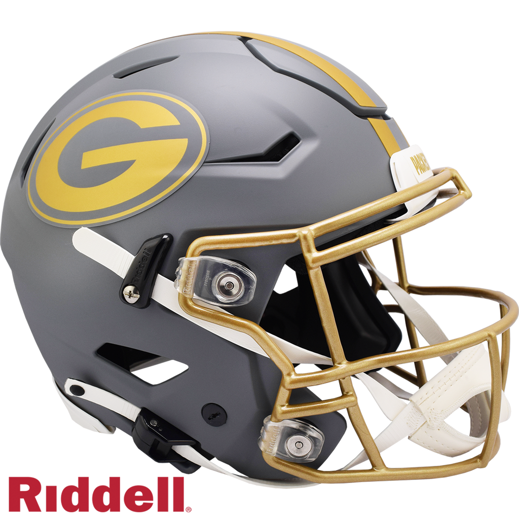 Green Bay Packers Helmet Riddell Authentic Full Size SpeedFlex Style Slate Alternate