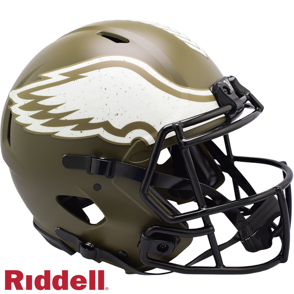 Philadelphia Eagles Helmet Riddell Authentic Full Size Speed Style Salute To Service 2022