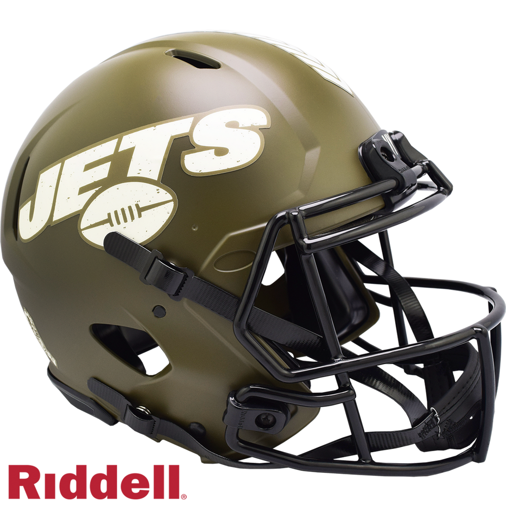 New York Jets Helmet Riddell Authentic Full Size Speed Style Salute To Service 2022
