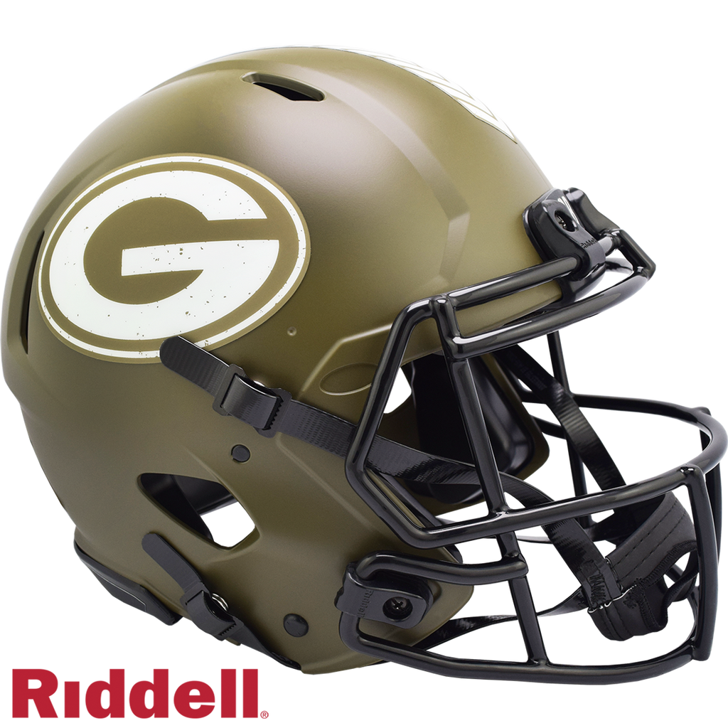 Green Bay Packers Helmet Riddell Authentic Full Size Speed Style Salute To Service 2022