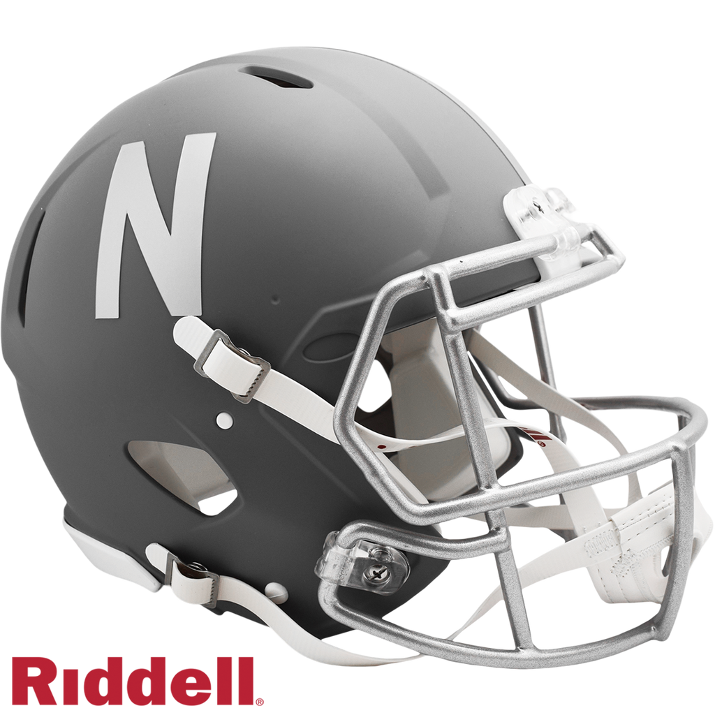 Nebraska Cornhuskers Helmet Riddell Authentic Full Size Speed Style Slate Alternate