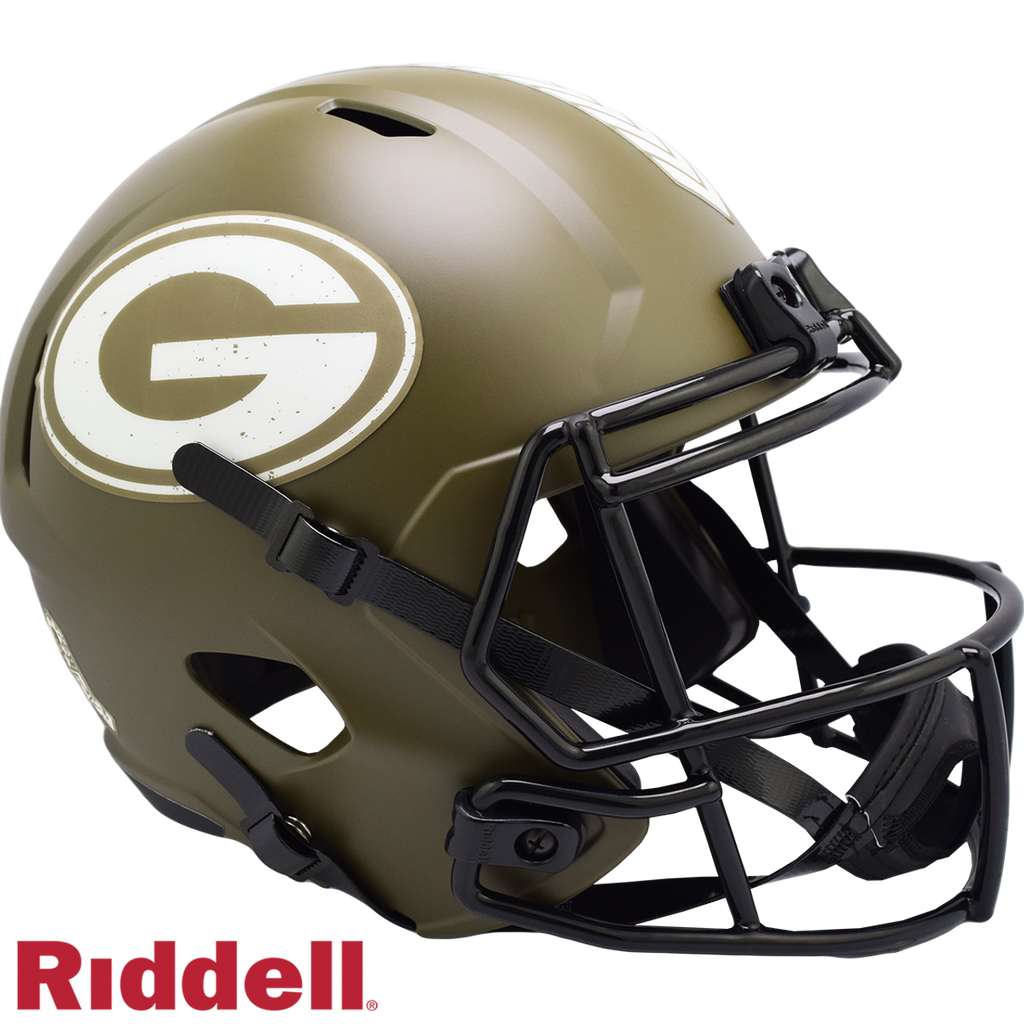 Green Bay Packers Helmet Riddell Replica Full Size Speed Style Salute To Service 2022
