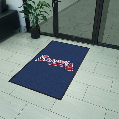 Atlanta Braves 3X5 High-Traffic Mat with Durable Rubber Backing