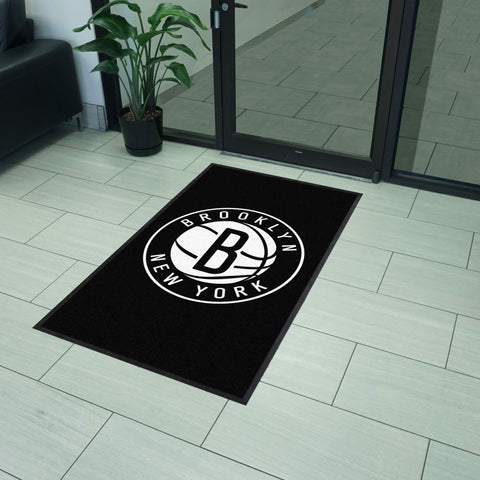 Brooklyn Nets 3X5 High-Traffic Mat with Durable Rubber Backing