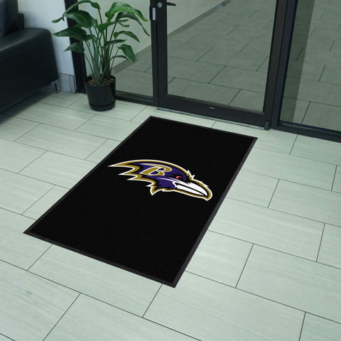 Baltimore Ravens 3X5 High-Traffic Mat with Durable Rubber Backing