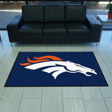 Denver Broncos 4X6 High-Traffic Mat with Durable Rubber Backing