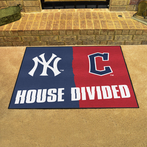 MLB House Divided - Yankees / Guardians Mat 33.75"x42.5"