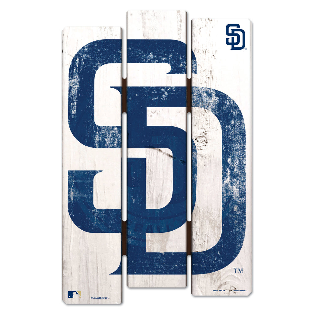 San Diego Padres Sign 11x17 Wood Fence Style White