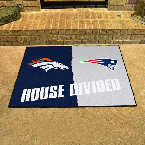 NFL House Divided - Broncos / Patriots Mat 34 in. x 42.5 in.