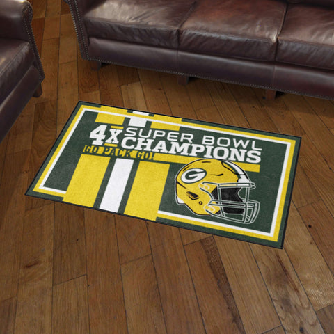 Green Bay Packers Dynasty 3ft. x 5ft. Plush Area Rug