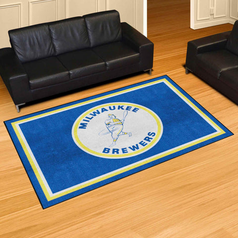 Milwaukee Brewers 5ft. x 8 ft. Plush Area Rug - Retro Collection