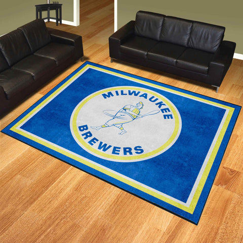 Milwaukee Brewers 8ft. x 10 ft. Plush Area Rug - Retro Collection