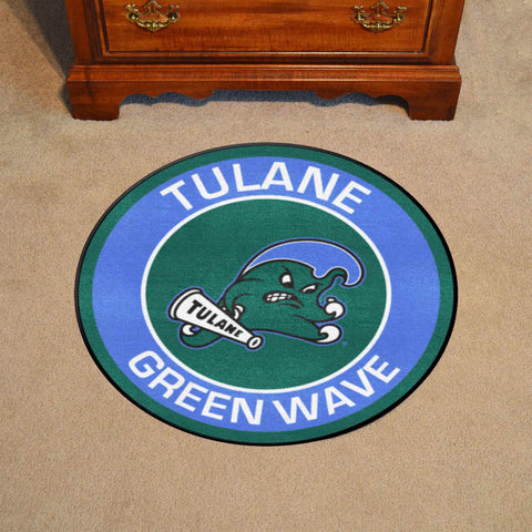 Tulane Green Wave Roundel Rug - 27in. Diameter