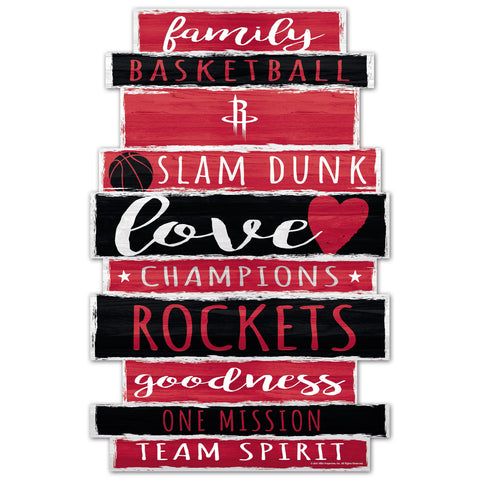 Houston Rockets Sign 11x17 Wood Family Word